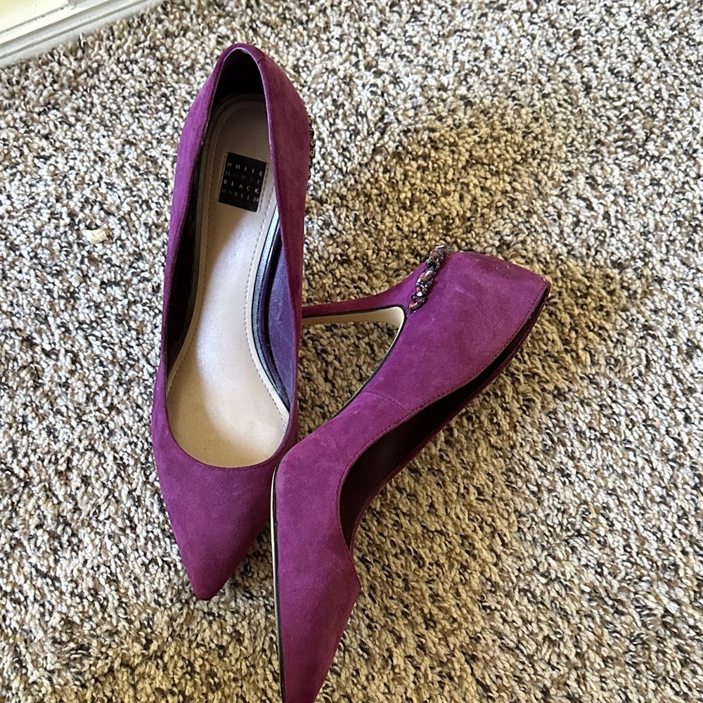 White House Black Market Plum Suede Heels